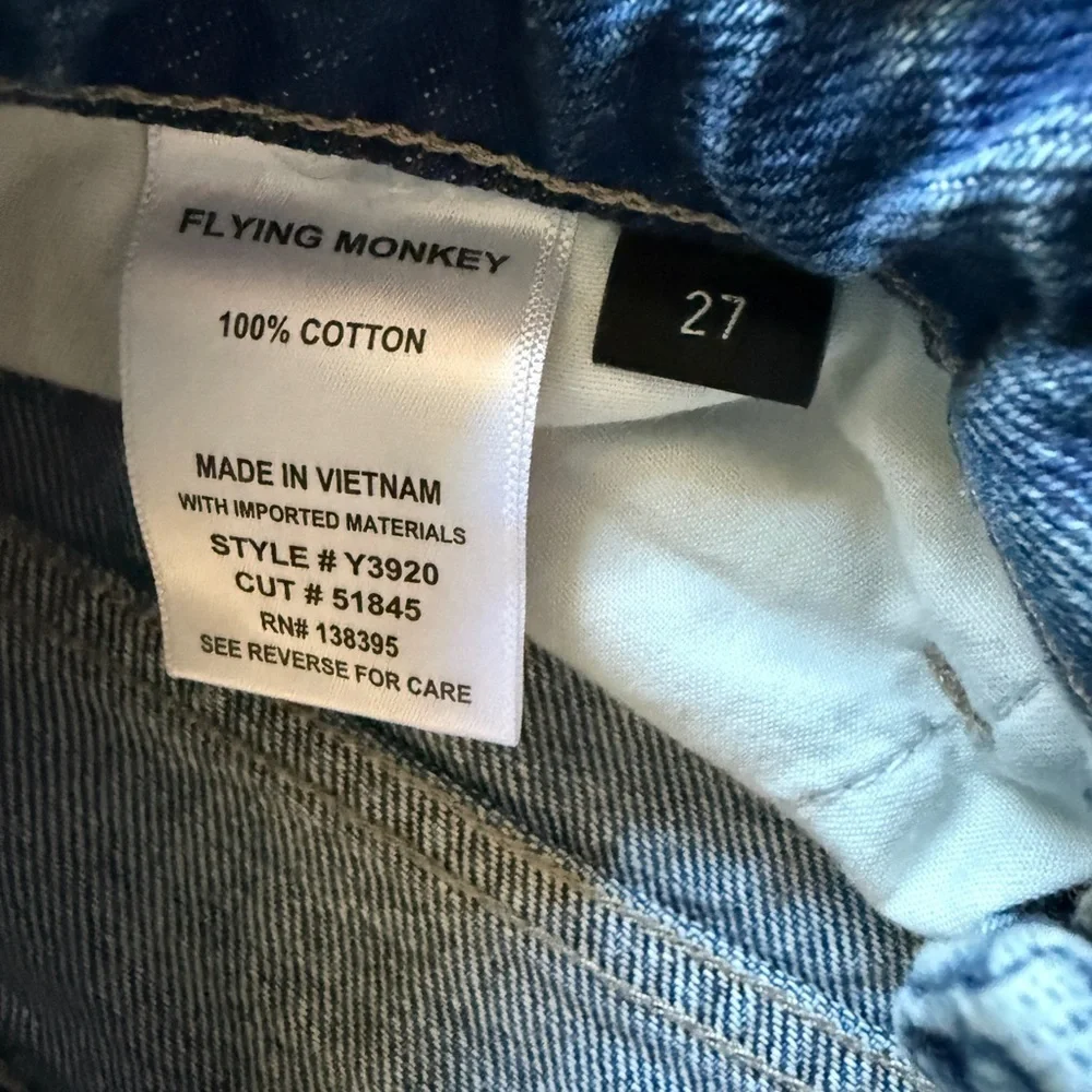 Flying Monkey Light Blue Distressed Straight Leg Womens Jeans size 27 - Picture 6 of 10